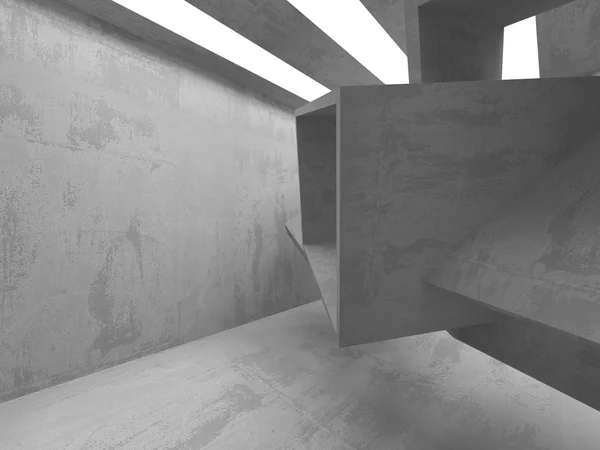 コンクリート建築の背景 抽象的な空の暗い部屋 レンダリング図 — ストック写真