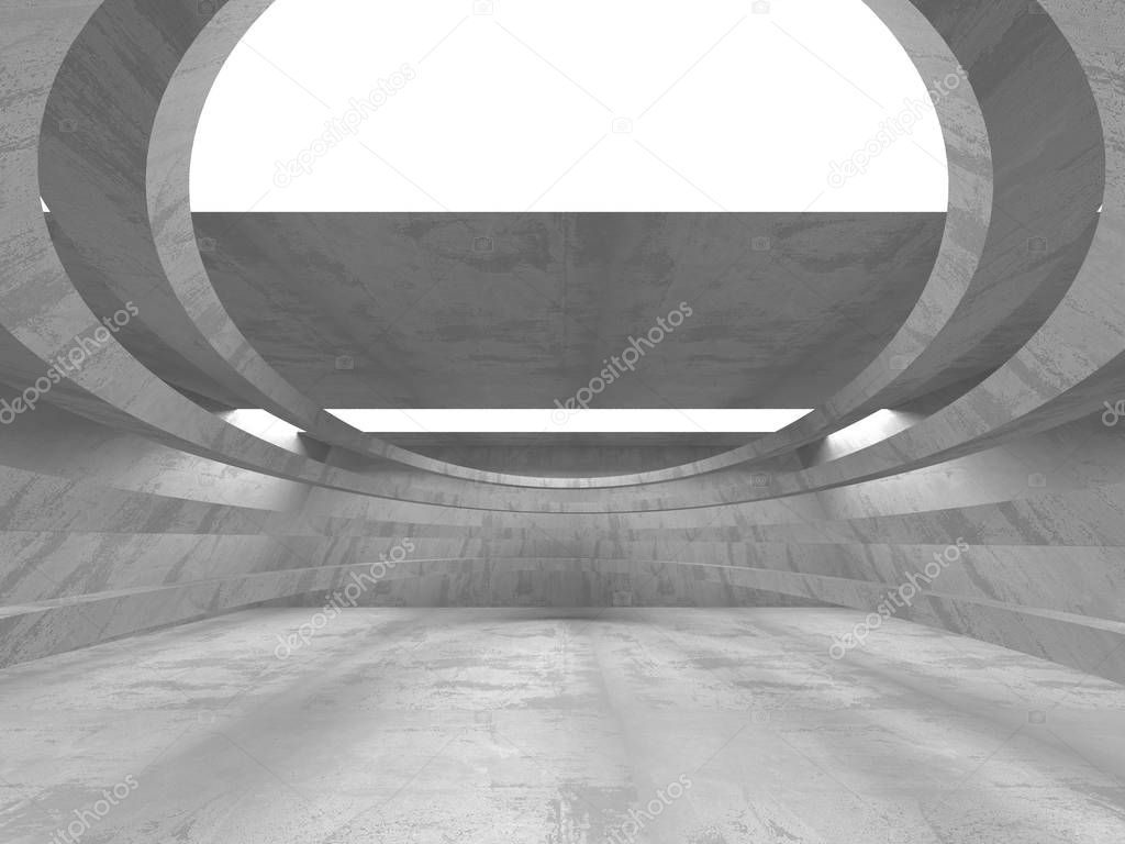 Concrete architecture background. Abstract empty dark room. 3d render illustration