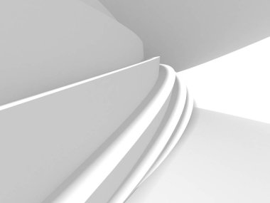 Fütüristik beyaz mimari tasarım arka plan. 3D render illüstrasyon