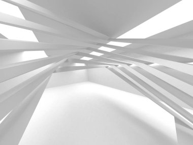 Fütüristik beyaz mimari tasarım arka plan. 3D render illüstrasyon