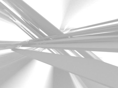 Fütüristik beyaz mimari tasarım arka plan. 3D render illüstrasyon