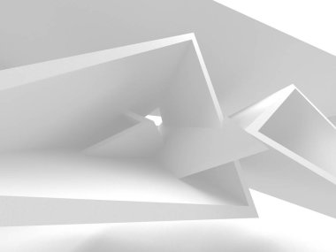 Fütüristik beyaz mimari tasarım arka plan. 3D render illüstrasyon