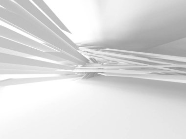 Fütüristik beyaz mimari tasarım arka plan. 3D render illüstrasyon