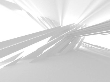 Fütüristik beyaz mimari tasarım arka plan. 3D render illüstrasyon