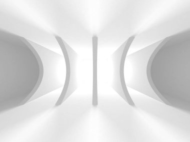 Fütüristik beyaz mimari tasarım arka plan. 3D render illüstrasyon