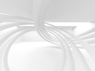 Fütüristik beyaz mimari tasarım arka plan. 3D render illüstrasyon
