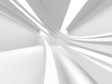 Fütüristik beyaz mimari tasarım arka plan. 3D render illüstrasyon