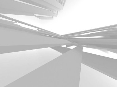Fütüristik beyaz mimari tasarım arka plan. 3D render illüstrasyon