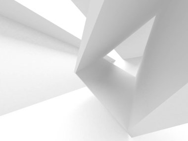 Fütüristik beyaz mimari tasarım arka plan. 3D render illüstrasyon