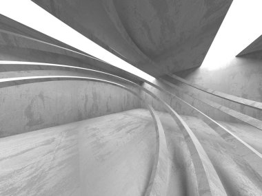 Karanlık Bodrum boş odası iç. Beton duvarlar. Mimari arka plan. 3D render illüstrasyon