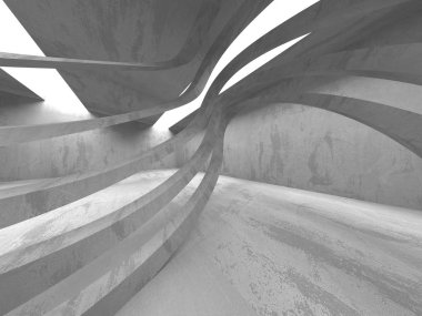 Karanlık Bodrum boş odası iç. Beton duvarlar. Mimari arka plan. 3D render illüstrasyon