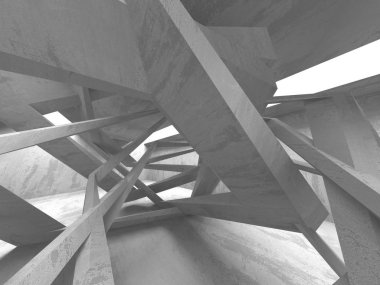 Karanlık Bodrum boş odası iç. Beton duvarlar. Mimari arka plan. 3D render illüstrasyon