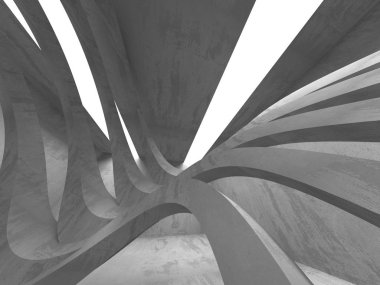 Karanlık Bodrum boş odası iç. Beton duvarlar. Mimari arka plan. 3D render illüstrasyon