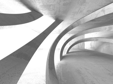 Karanlık Bodrum boş odası iç. Beton duvarlar. Mimari arka plan. 3D render illüstrasyon