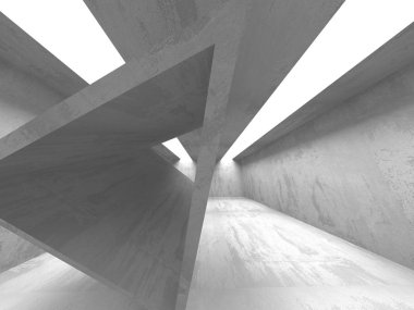 Karanlık Bodrum boş odası iç. Beton duvarlar. Mimari arka plan. 3D render illüstrasyon