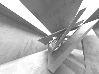 Karanlık Bodrum boş odası iç. Beton duvarlar. Mimari arka plan. 3D render illüstrasyon