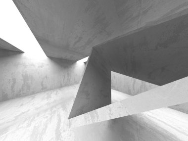 Karanlık Bodrum boş odası iç. Beton duvarlar. Mimari arka plan. 3D render illüstrasyon