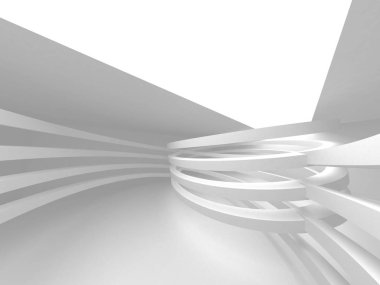 Beyaz Mimarlık inşaat Modern iç arka plan. 3D render illüstrasyon