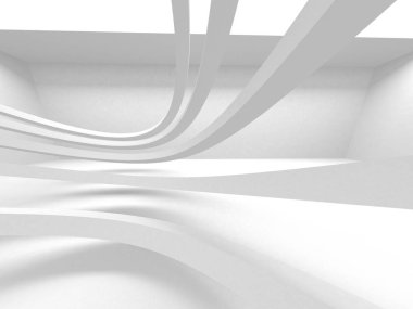 Beyaz Mimarlık inşaat Modern iç arka plan. 3D render illüstrasyon