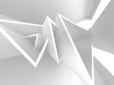 Beyaz Mimarlık inşaat Modern iç arka plan. 3D render illüstrasyon