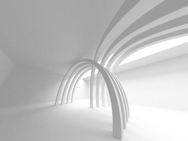 Beyaz Mimarlık inşaat Modern iç arka plan. 3D render illüstrasyon