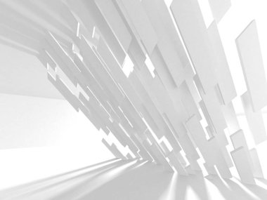 Beyaz Mimarlık inşaat Modern iç arka plan. 3D render illüstrasyon