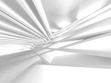 Beyaz Mimarlık inşaat Modern iç arka plan. 3D render illüstrasyon