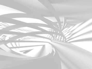 Beyaz Mimarlık inşaat Modern iç arka plan. 3D render illüstrasyon