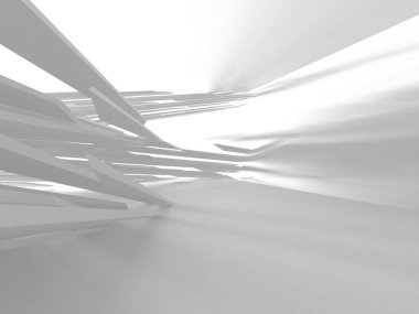 Beyaz Mimarlık inşaat Modern iç arka plan. 3D render illüstrasyon