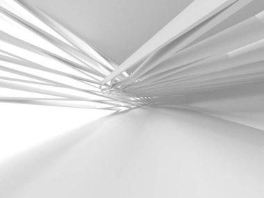 Beyaz Mimarlık inşaat Modern iç arka plan. 3D render illüstrasyon