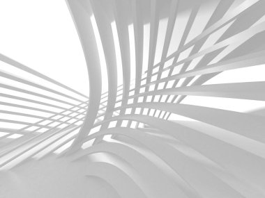 Beyaz Mimarlık inşaat Modern iç arka plan. 3D render illüstrasyon