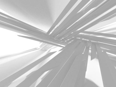 Beyaz Mimarlık inşaat Modern iç arka plan. 3D render illüstrasyon