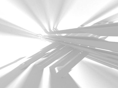 Beyaz Mimarlık inşaat Modern iç arka plan. 3D render illüstrasyon