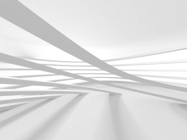 Beyaz Mimarlık inşaat Modern iç arka plan. 3D render illüstrasyon