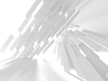 Beyaz Mimarlık inşaat Modern iç arka plan. 3D render illüstrasyon