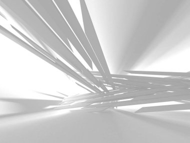 Beyaz Mimarlık inşaat Modern iç arka plan. 3D render illüstrasyon