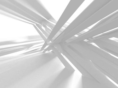 Beyaz Mimarlık inşaat Modern iç arka plan. 3D render illüstrasyon