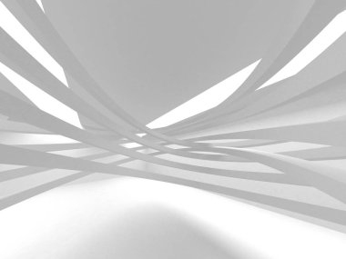 Beyaz Mimarlık inşaat Modern iç arka plan. 3D render illüstrasyon