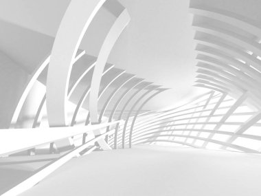 Beyaz Mimarlık inşaat Modern iç arka plan. 3D render illüstrasyon