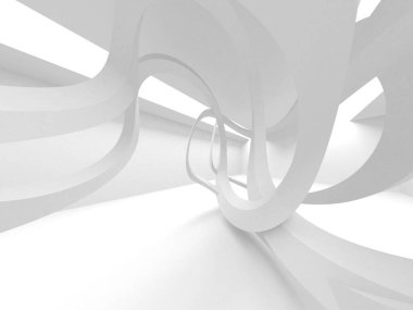 Beyaz Mimarlık inşaat Modern iç arka plan. 3D render illüstrasyon