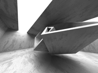 Geometrik beton mimari arka plan. 3D render illüstrasyon