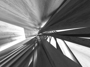 Geometrik beton mimari arka plan. 3D render illüstrasyon