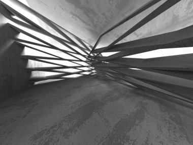 Geometrik beton mimari arka plan. 3D render illüstrasyon