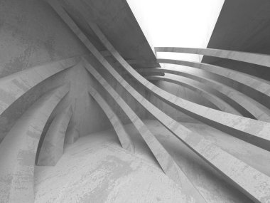 Geometrik beton mimari arka plan. 3D render illüstrasyon