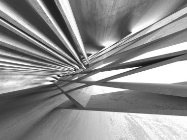 Geometrik beton mimari arka plan. 3D render illüstrasyon