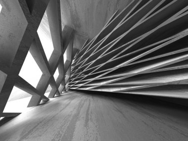 Geometrik beton mimari arka plan. 3D render illüstrasyon