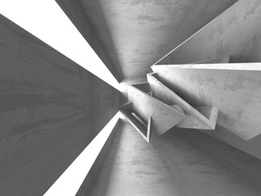 Geometrik beton mimari arka plan. 3D render illüstrasyon