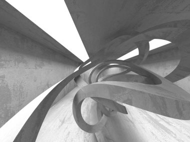 Geometrik beton mimari arka plan. 3D render illüstrasyon