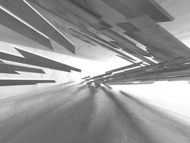 Geometrik beton mimari arka plan. 3D render illüstrasyon