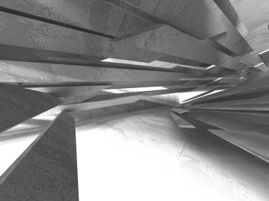 Geometrik beton mimari arka plan. 3D render illüstrasyon